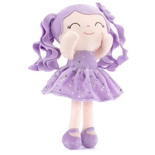 Gloveleya 12 - inch Curly Hair Starry Sky Dolls Bronzing Purple Stars Skirt - Pure Purple Hair - Gloveleya Official