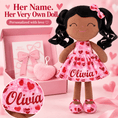 Load image into Gallery viewer, Gloveleya 12-Inch Personalized Baby Shower Gift Set – Black Hair Love Heart Doll - Gloveleya Official
