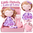 Charger l'image dans la visionneuse de la galerie, Gloveleya 12-Inch Personalized Baby Shower Gift Set – Grape Curly Hair Doll - Gloveleya Official
