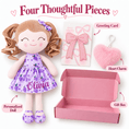 Charger l'image dans la visionneuse de la galerie, Gloveleya 12-Inch Personalized Baby Shower Gift Set – Grape Curly Hair Doll - Gloveleya Official
