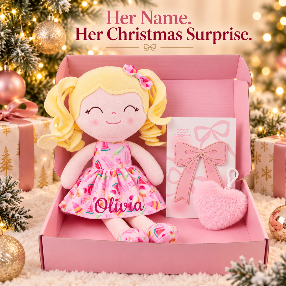 Gloveleya 12-Inch Personalized Baby Shower Gift Set – Ice Cream Curly Hair Doll - Gloveleya Official