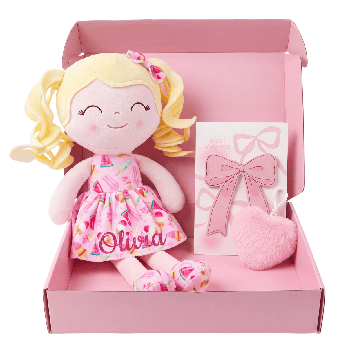 Gloveleya 12-Inch Personalized Baby Shower Gift Set – Ice Cream Curly Hair Doll - Gloveleya Official