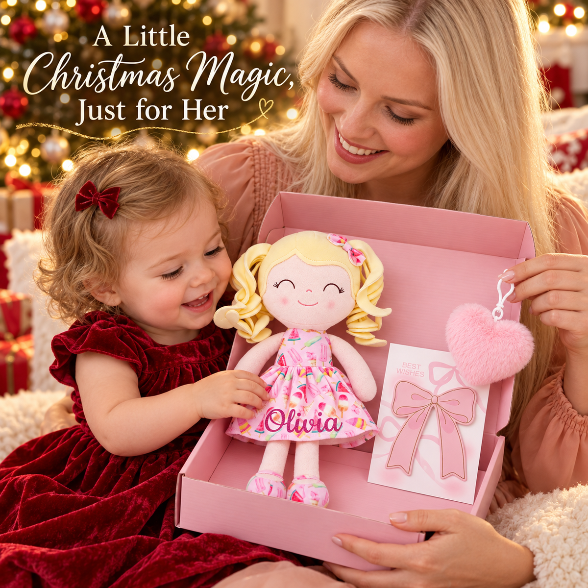 Gloveleya 12-Inch Personalized Baby Shower Gift Set – Ice Cream Curly Hair Doll - Gloveleya Official