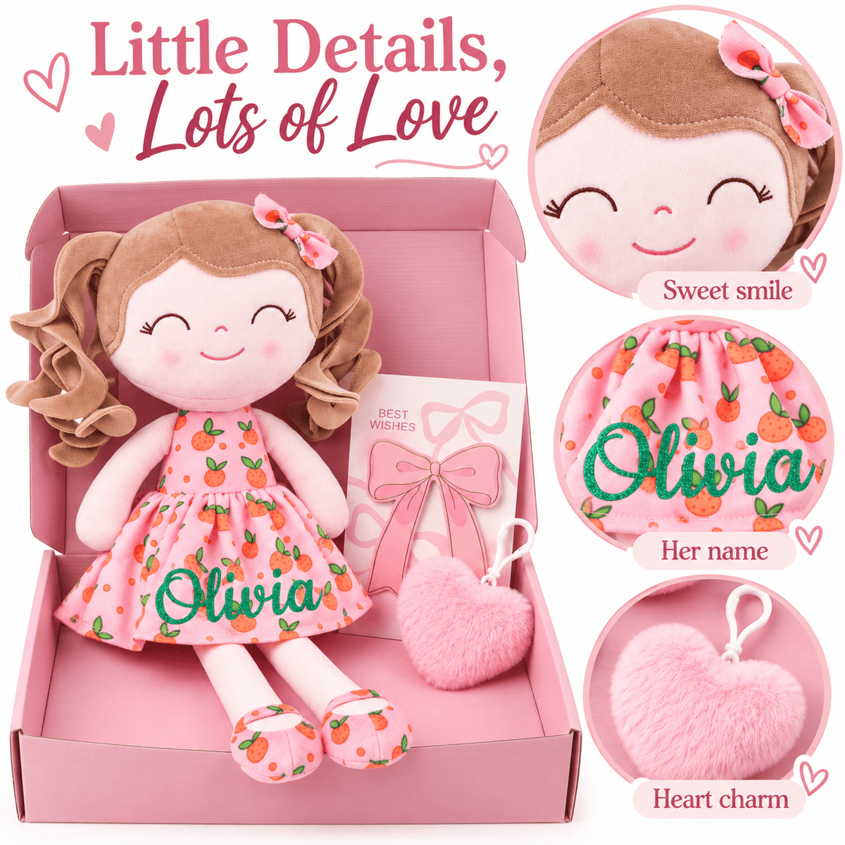 Gloveleya 12-Inch Personalized Baby Shower Gift Set – Orange Fruit Girl Doll - Gloveleya Official