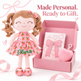 Load image into Gallery viewer, Gloveleya 12-Inch Personalized Baby Shower Gift Set – Orange Fruit Girl Doll - Gloveleya Official
