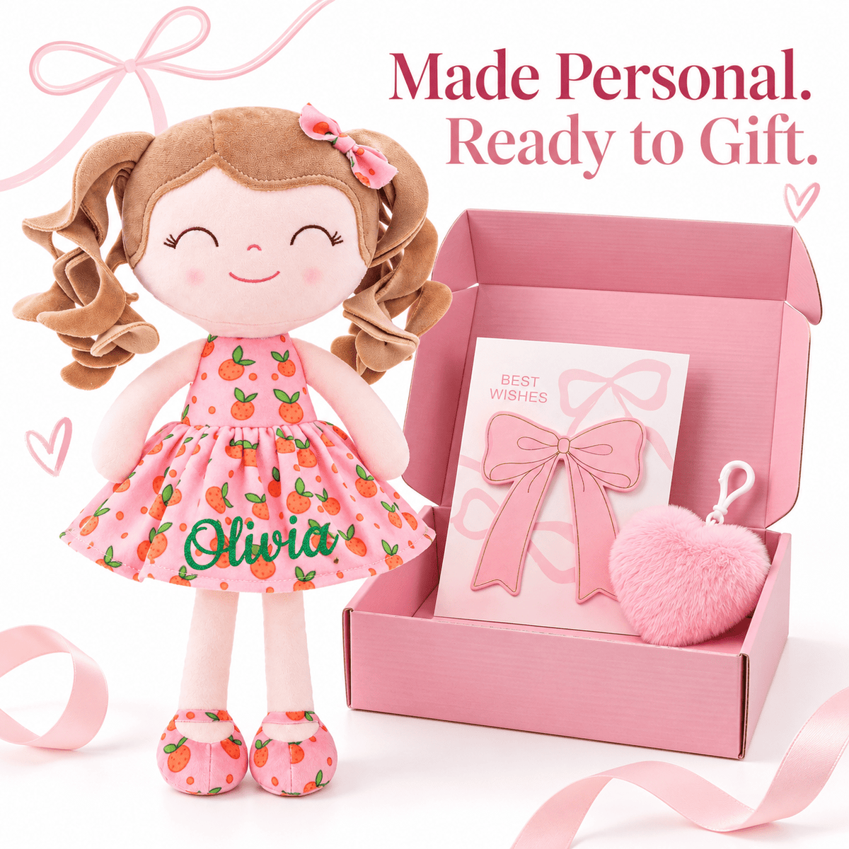 Gloveleya 12-Inch Personalized Baby Shower Gift Set – Orange Fruit Girl Doll - Gloveleya Official