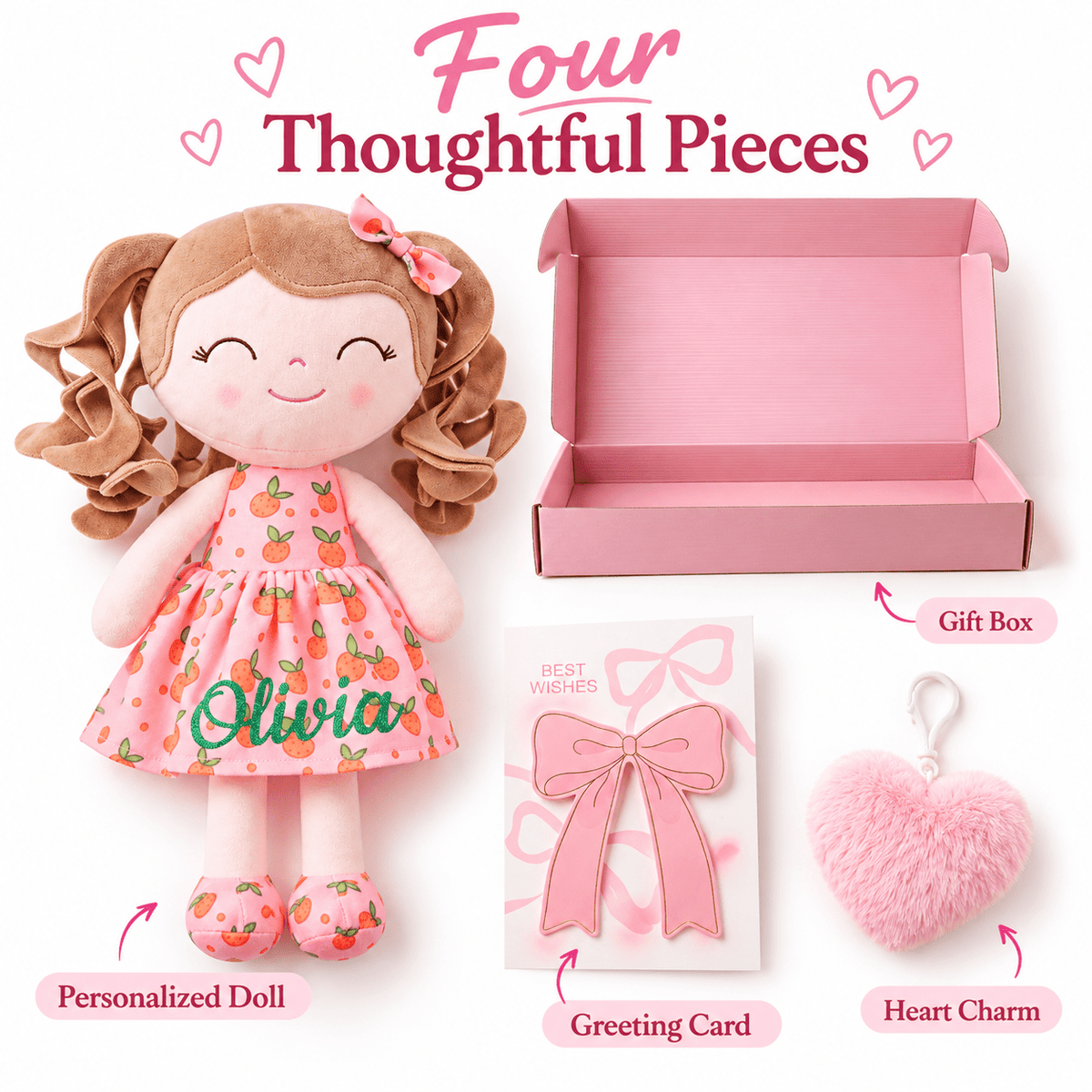 Gloveleya 12-Inch Personalized Baby Shower Gift Set – Orange Fruit Girl Doll - Gloveleya Official