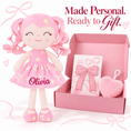 Load image into Gallery viewer, Gloveleya 12-Inch Personalized Baby Shower Gift Set – Pink Star Dress Doll - Gloveleya Official
