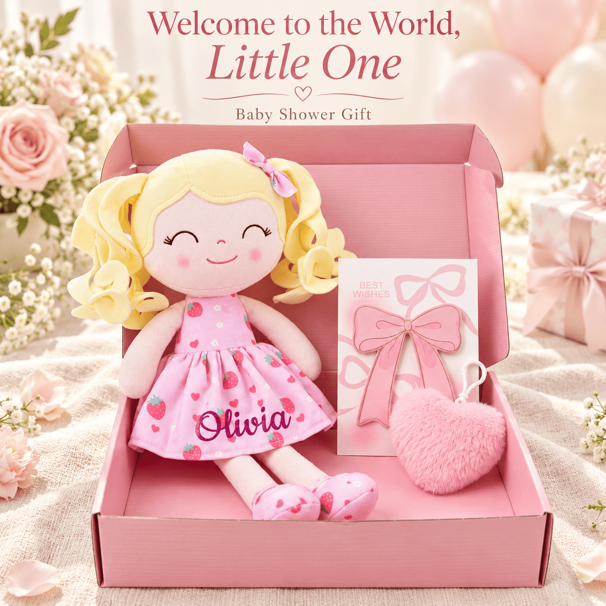 Gloveleya 12-Inch Personalized Baby Shower Gift Set – Strawberry Fruit Girl Doll - Gloveleya Official