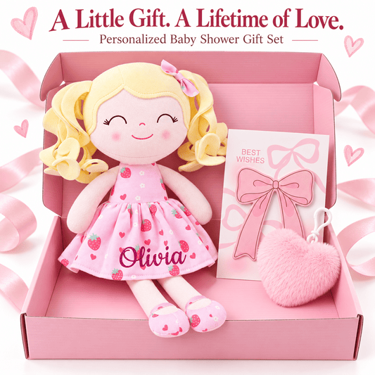 Gloveleya 12-Inch Personalized Baby Shower Gift Set – Strawberry Fruit Girl Doll - Gloveleya Official
