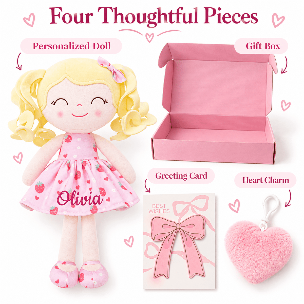 Gloveleya 12-Inch Personalized Baby Shower Gift Set – Strawberry Fruit Girl Doll - Gloveleya Official