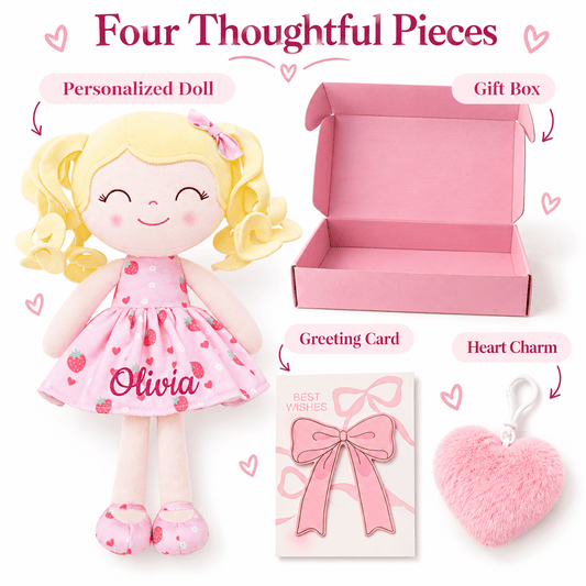 Gloveleya 12-Inch Personalized Baby Shower Gift Set – Strawberry Fruit Girl Doll - Gloveleya Official