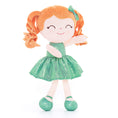 Load image into Gallery viewer, Gloveleya 12 - inch Personalized Curly Hair Dolls Glitter Pinstripe Dress Green - Gloveleya Official
