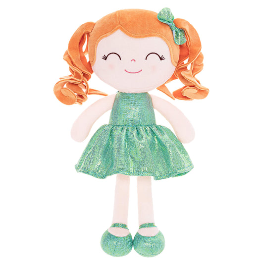 Gloveleya 12 - inch Personalized Curly Hair Dolls Glitter Pinstripe Dress Green - Gloveleya Official