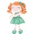 Load image into Gallery viewer, Gloveleya 12 - inch Personalized Curly Hair Dolls Glitter Pinstripe Dress Green - Gloveleya Official
