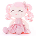 Charger l'image dans la visionneuse de la galerie, Gloveleya 12 - inch Personalized Curly Hair Dolls Glitter Pinstripe Dress Pink - Gloveleya Official
