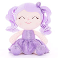 Load image into Gallery viewer, Gloveleya 12 - inch Personalized Curly Hair Dolls Glitter Pinstripe Dress Purple - Gloveleya Official
