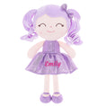 Load image into Gallery viewer, Gloveleya 12 - inch Personalized Curly Hair Dolls Glitter Pinstripe Dress Purple - Gloveleya Official
