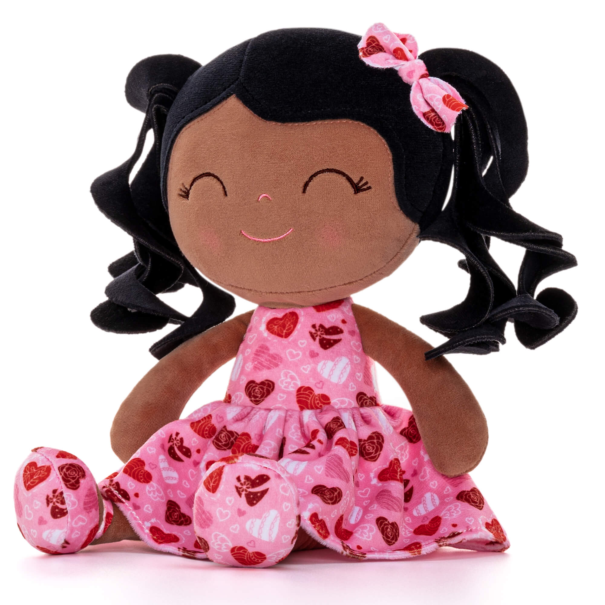 Gloveleya 12 - inch Personalized Curly Hair Dolls Love Heart Dress Black Hair - Gloveleya Official