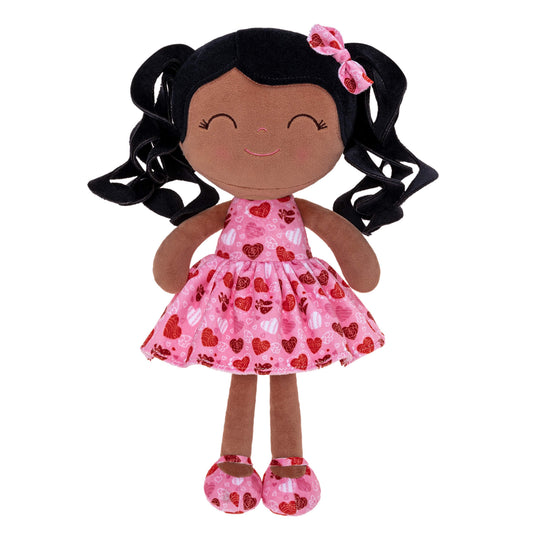 Gloveleya 12 - inch Personalized Curly Hair Dolls Love Heart Dress Black Hair - Gloveleya Official