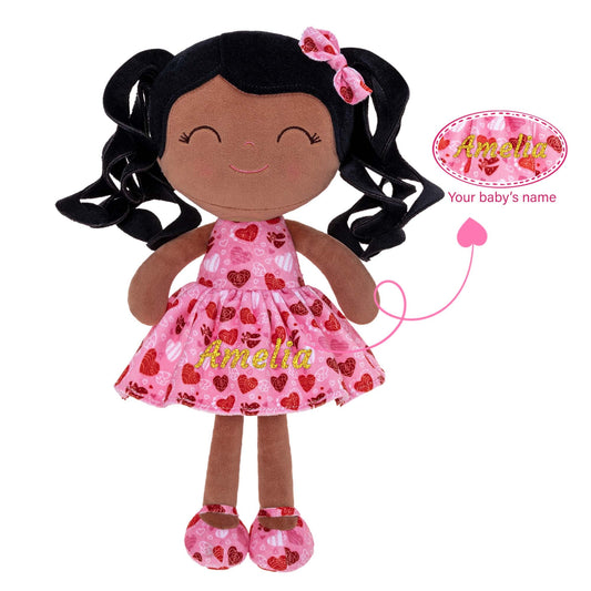 Gloveleya 12 - inch Personalized Curly Hair Dolls Love Heart Dress Black Hair - Gloveleya Official