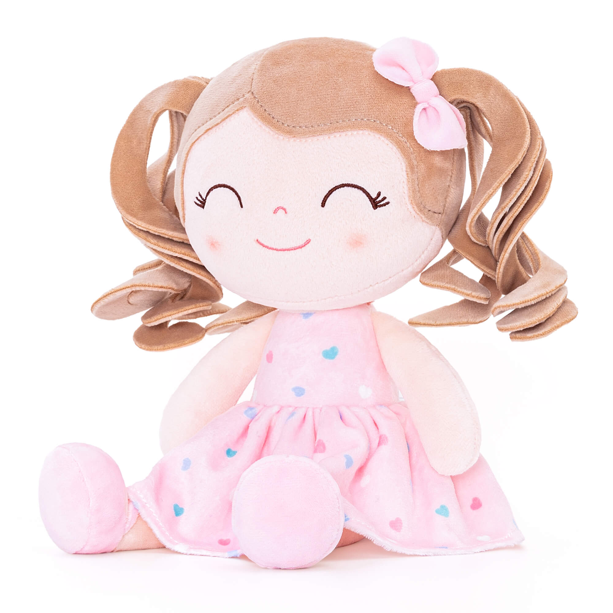 Gloveleya 12 - inch Personalized Curly Hair Dolls Love Heart Dress Pink - Gloveleya Official