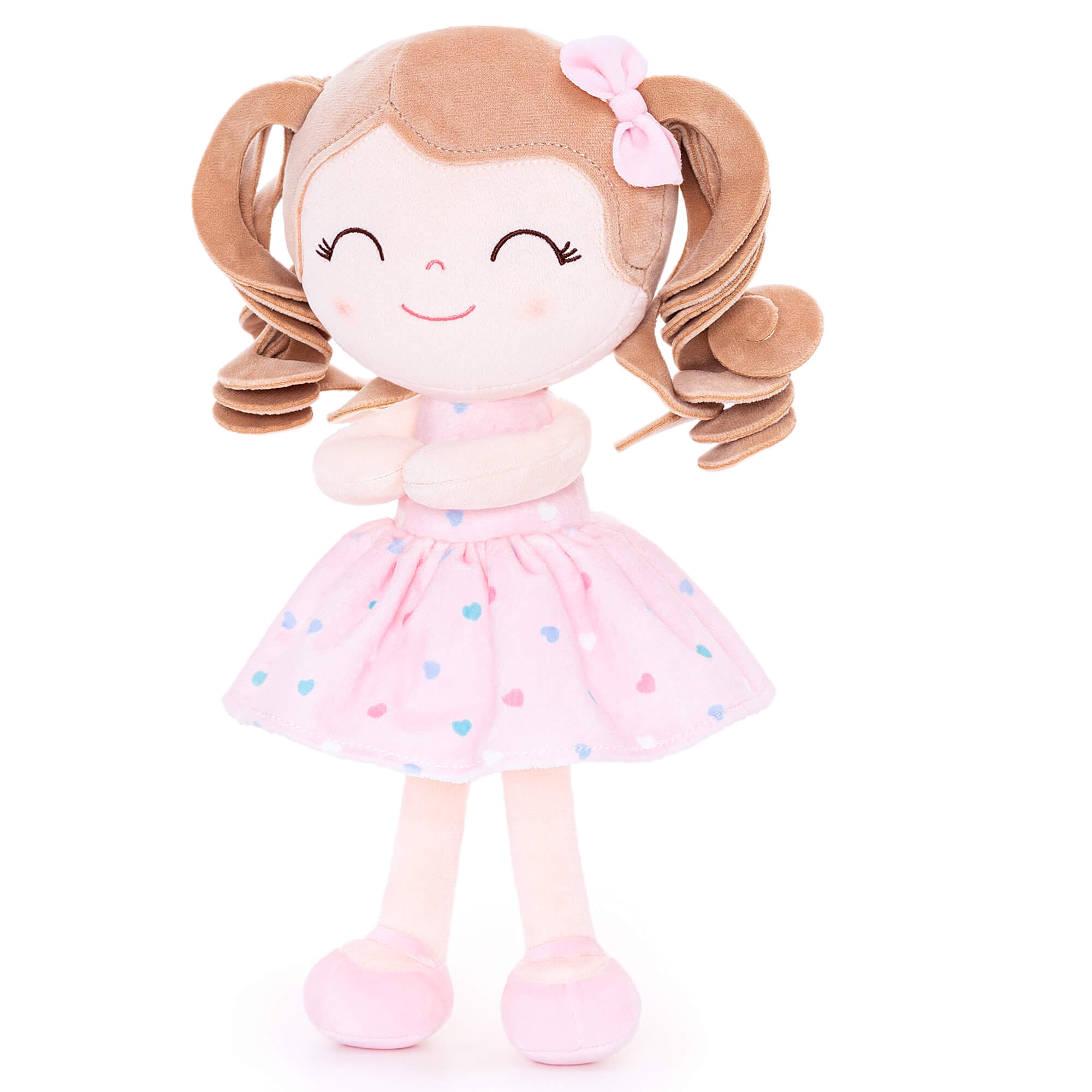 Gloveleya 12 - inch Personalized Curly Hair Dolls Love Heart Dress Pink - Gloveleya Official