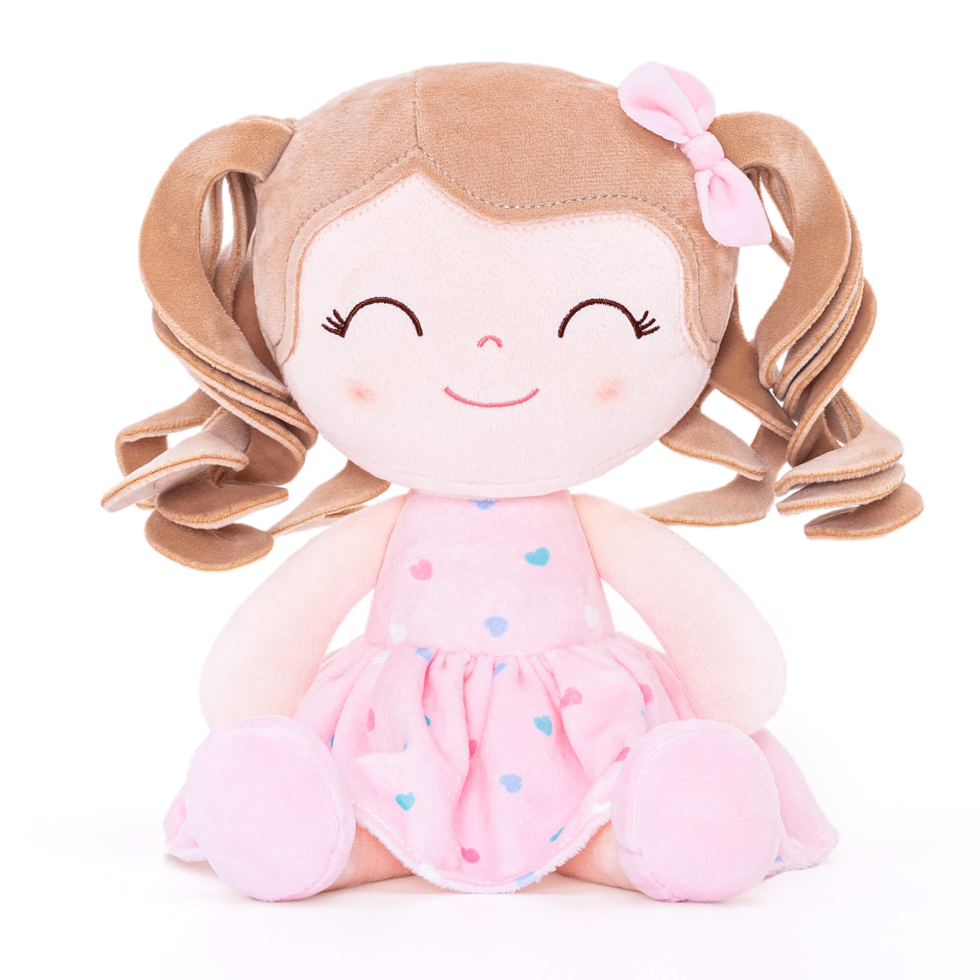 Gloveleya 12 - inch Personalized Curly Hair Dolls Love Heart Dress Pink - Gloveleya Official