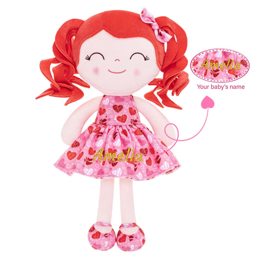 Gloveleya 12 - inch Personalized Curly Hair Dolls Love Heart Dress Red Hair - Gloveleya Official