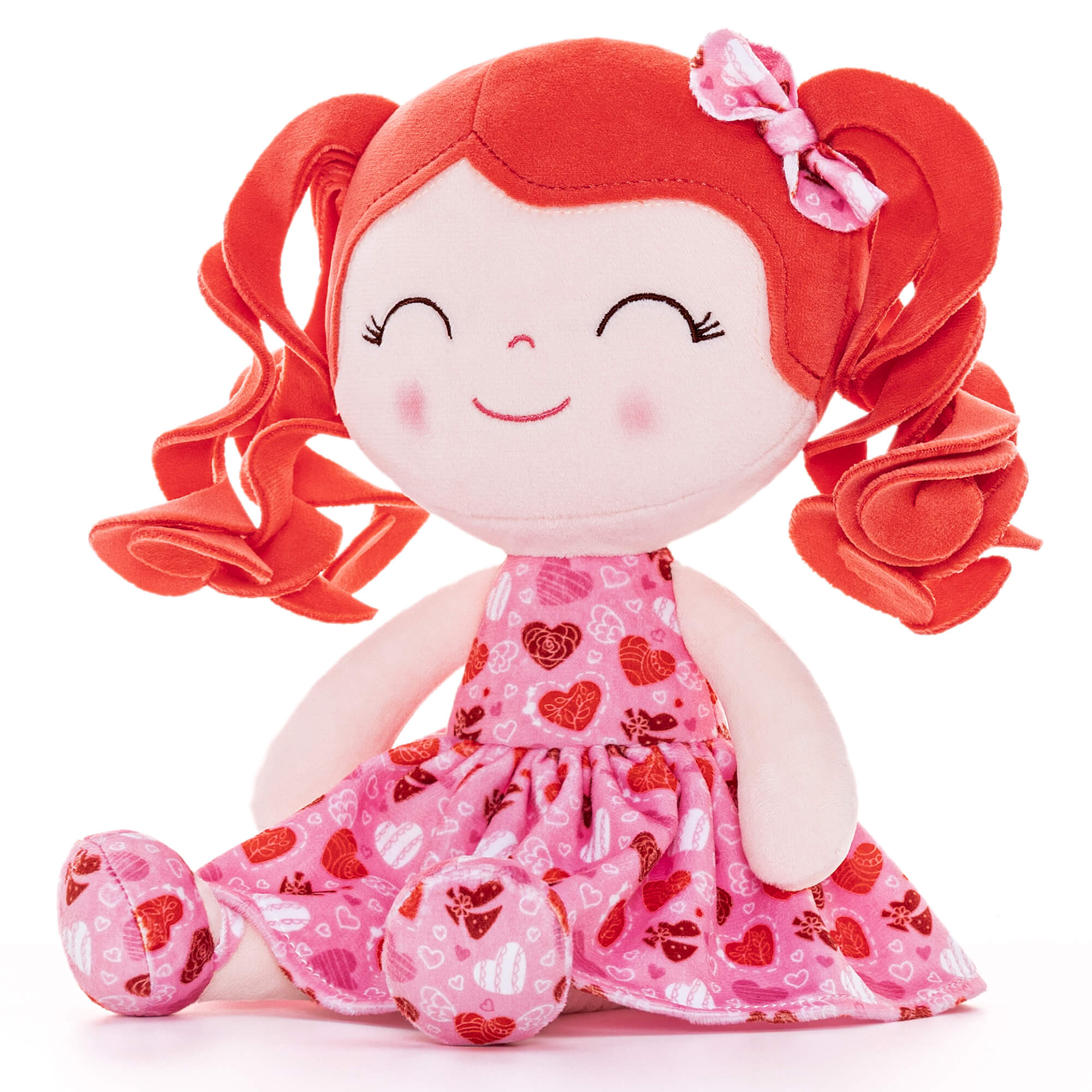 Gloveleya 12 - inch Personalized Curly Hair Dolls Love Heart Dress Red Hair - Gloveleya Official