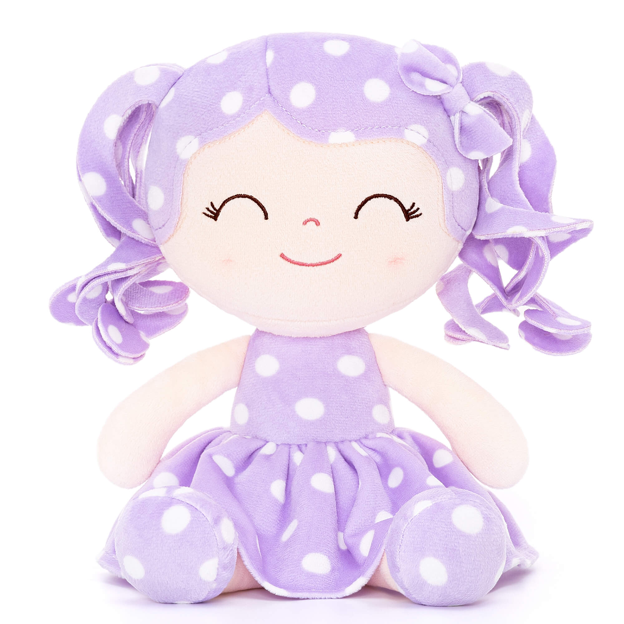 Gloveleya 12 - inch Personalized Curly Hair Dolls Polka Dot Dress Purple - Gloveleya Official