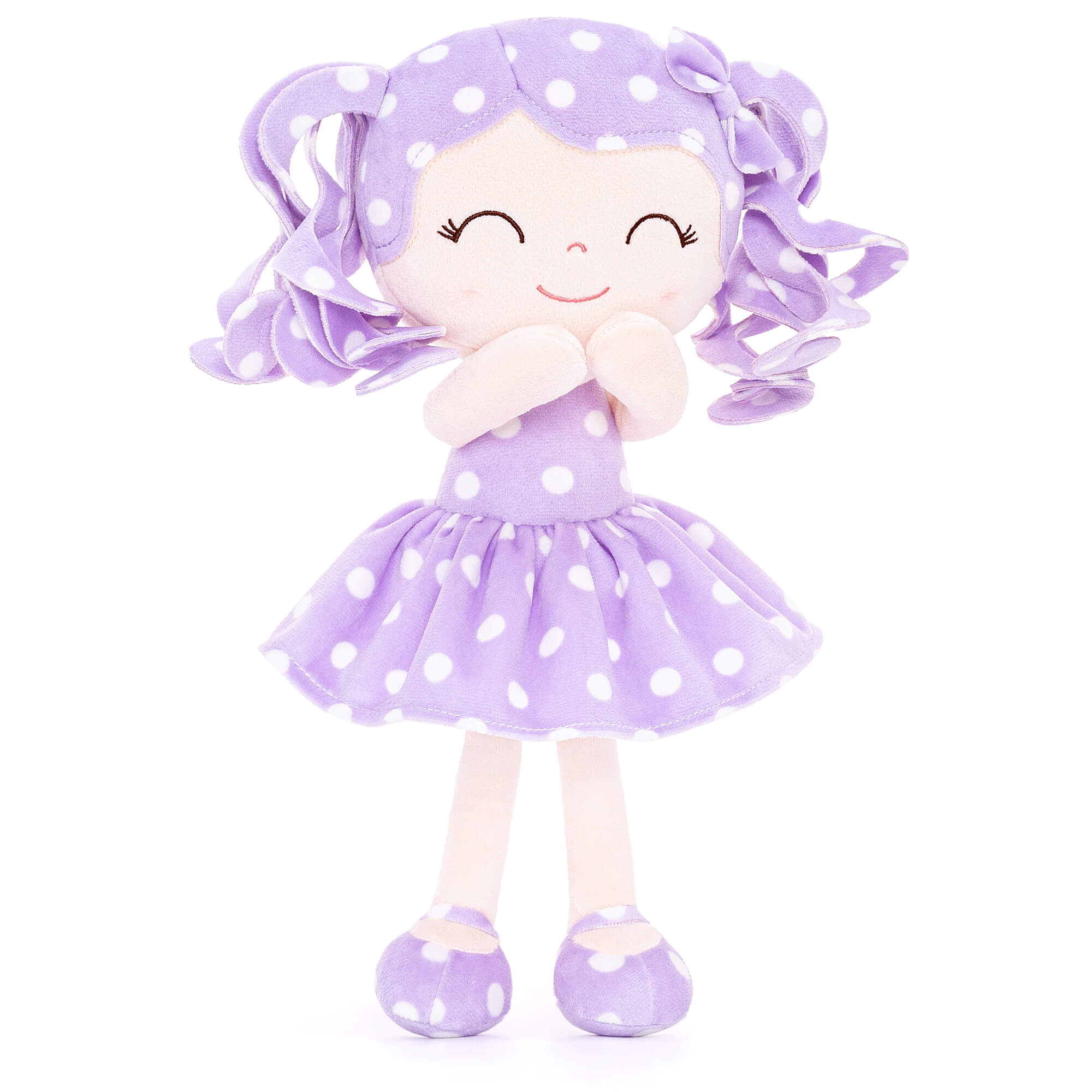 Gloveleya 12 - inch Personalized Curly Hair Dolls Polka Dot Dress Purple - Gloveleya Official