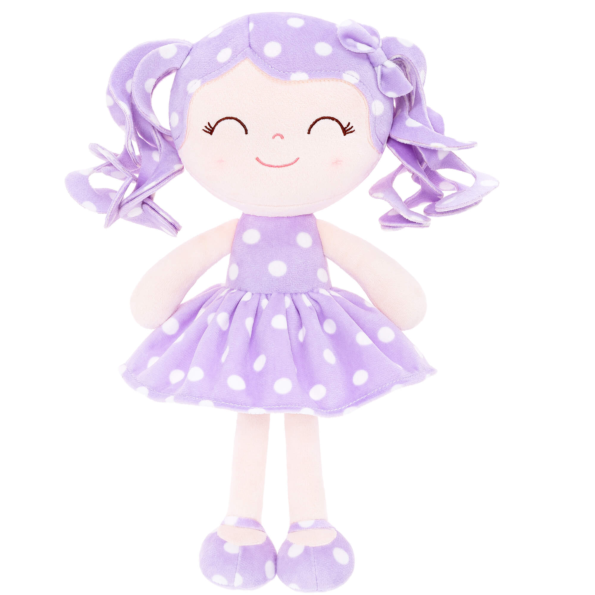 Gloveleya 12 - inch Personalized Curly Hair Dolls Polka Dot Dress Purple - Gloveleya Official