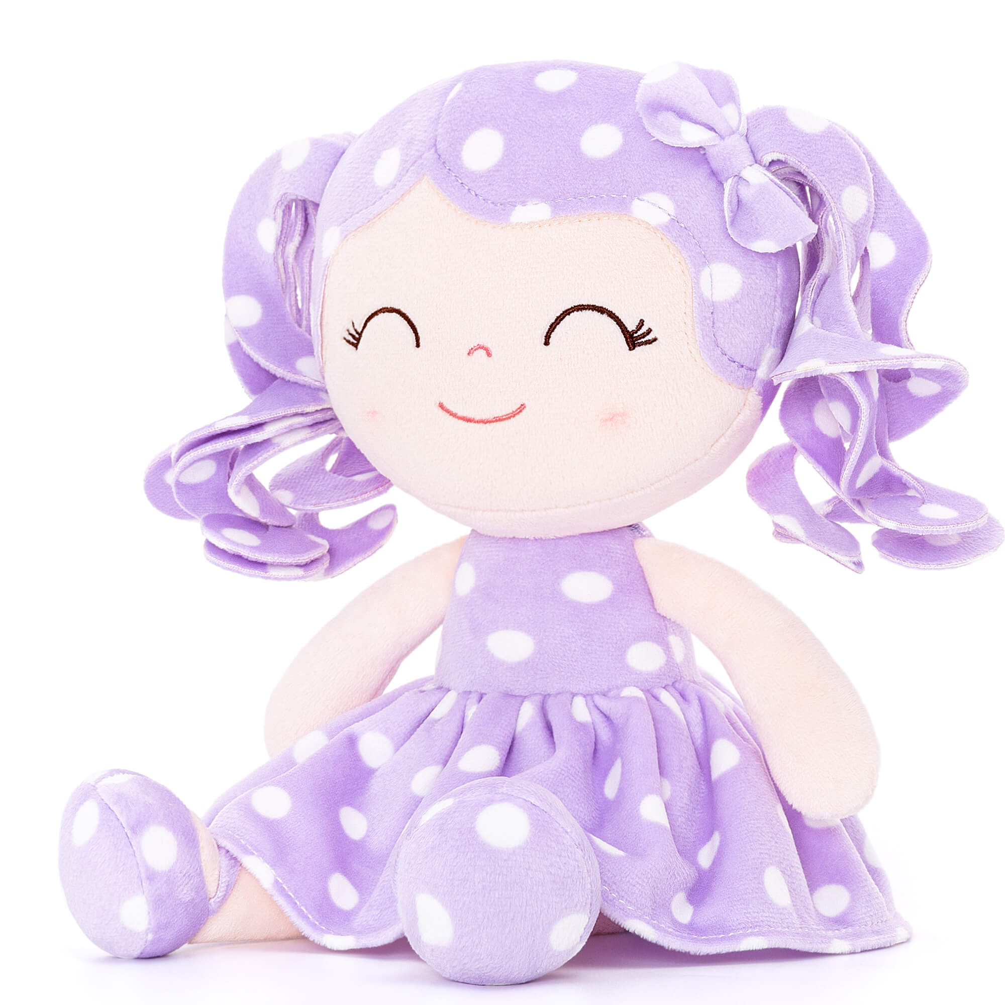 Gloveleya 12 - inch Personalized Curly Hair Dolls Polka Dot Dress Purple - Gloveleya Official