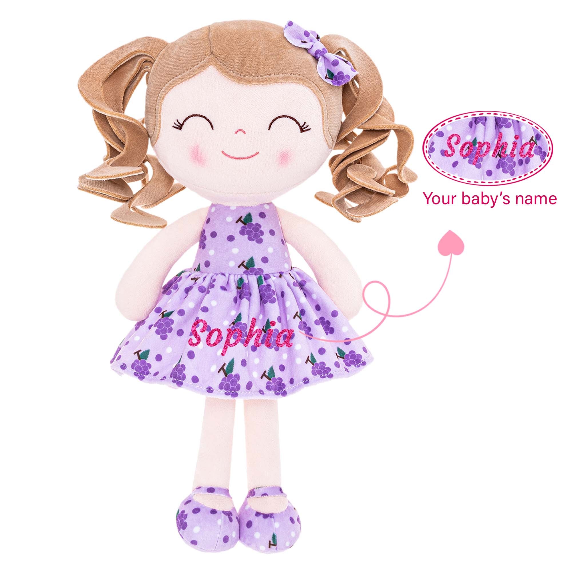 Gloveleya 12 - inch Personalized Curly Hair Fruit Girl Doll Grape - Gloveleya Official