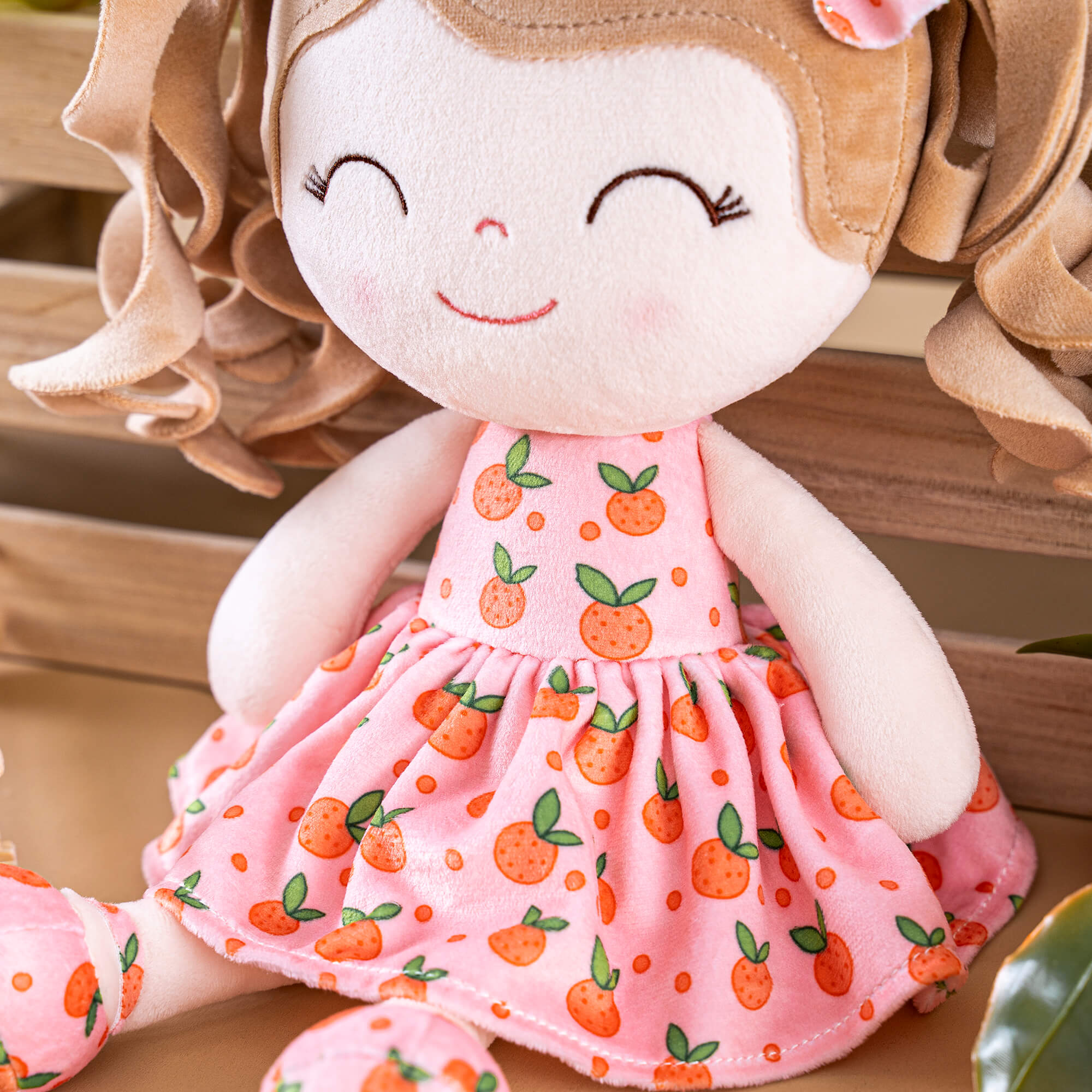 Gloveleya 12 - inch Personalized Curly Hair Fruit Girl Doll Orange - Gloveleya Official