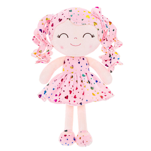 Gloveleya 12 - inch Personalized Glitters Love Heart Girl Doll Coral Pink - Gloveleya Official