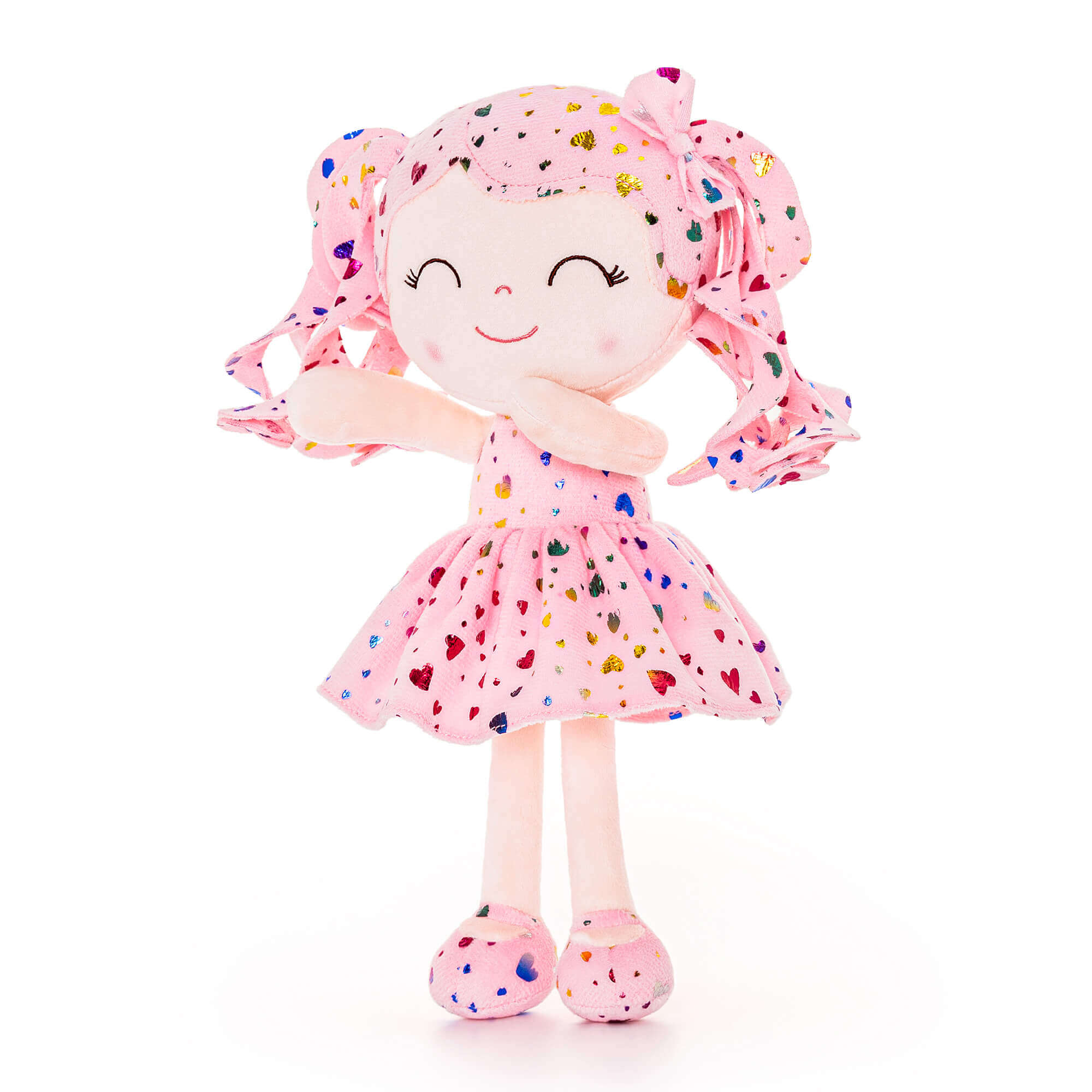 Gloveleya 12 - inch Personalized Glitters Love Heart Girl Doll Coral Pink - Gloveleya Official