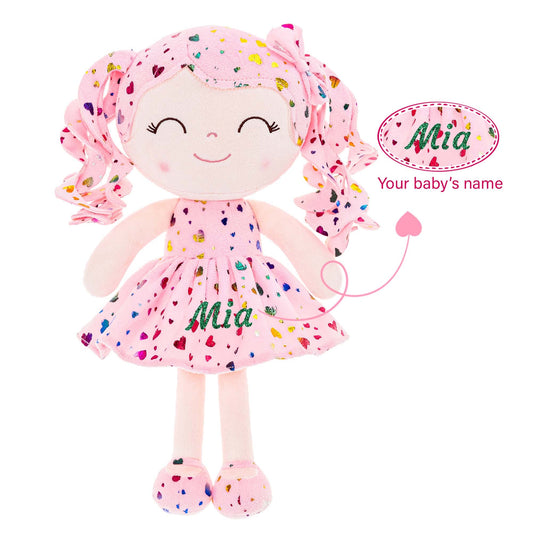 Gloveleya 12 - inch Personalized Glitters Love Heart Girl Doll Coral Pink - Gloveleya Official