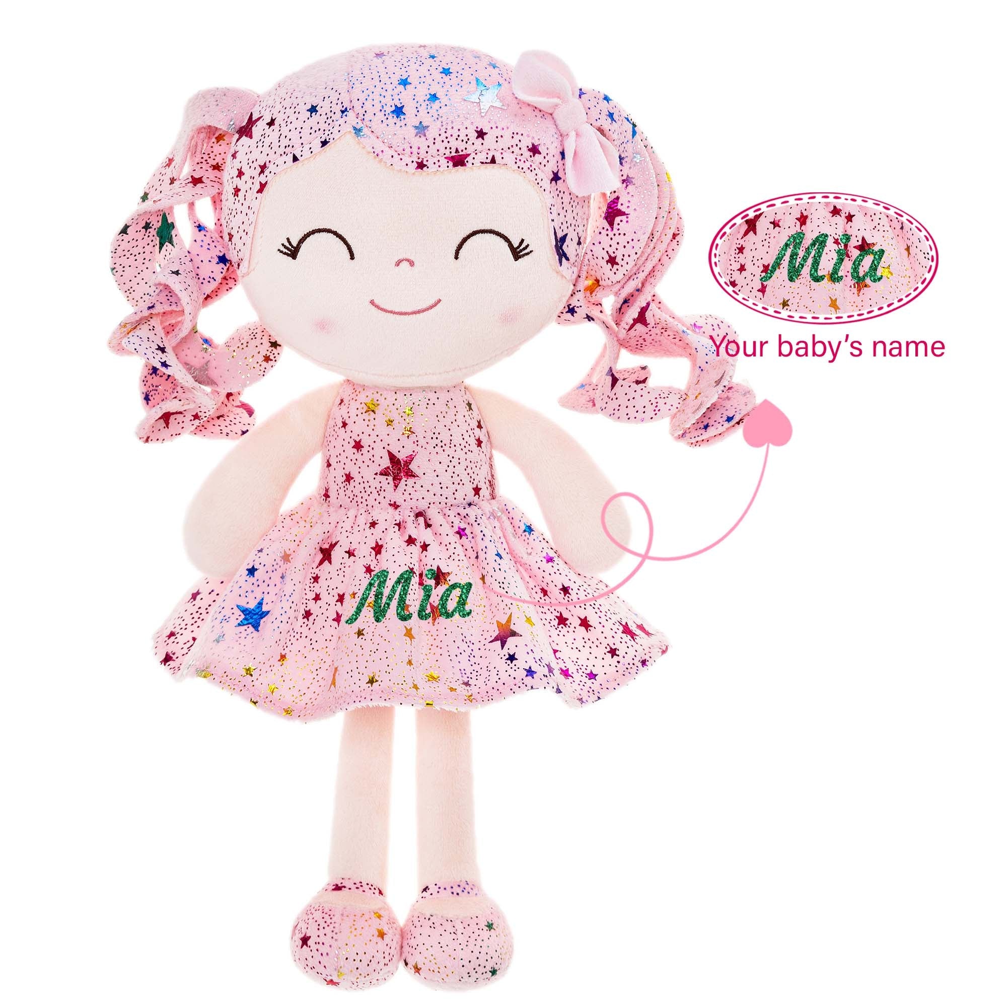 Gloveleya 12 - inch Personalized Glitters Stars Girl Doll Pink - Gloveleya Official