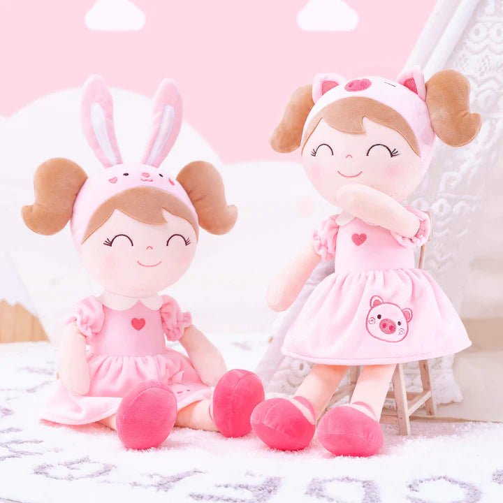 Gloveleya 12 - inch Personalized Plush Dolls Animal Costume Dolls Pink Bunny - Gloveleya Official