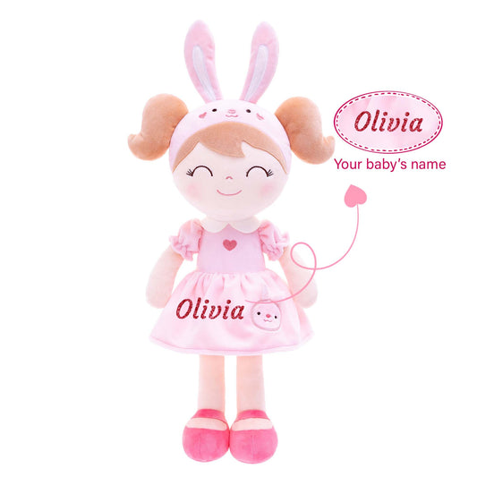 Gloveleya 12 - inch Personalized Plush Dolls Animal Costume Dolls Pink Bunny - Gloveleya Official