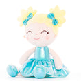 Load image into Gallery viewer, Gloveleya 12 - inch Personalized Plush Dolls Curly Haired Iridescent Girls - Aqua - Gloveleya Official
