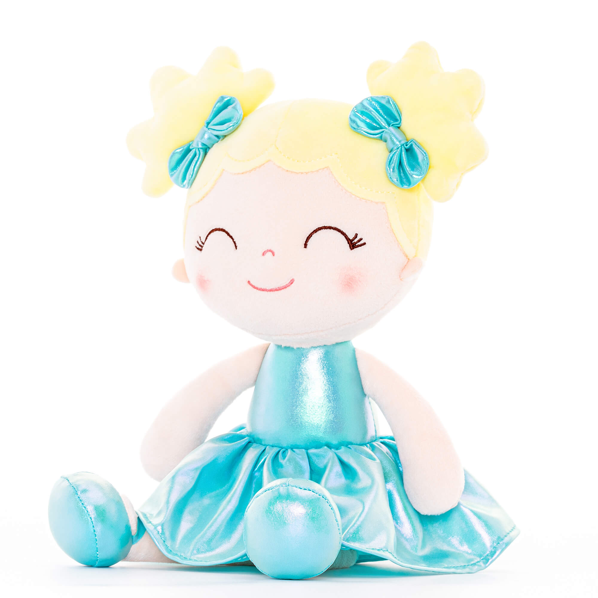 Gloveleya 12 - inch Personalized Plush Dolls Curly Haired Iridescent Girls - Aqua - Gloveleya Official