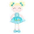 Load image into Gallery viewer, Gloveleya 12 - inch Personalized Plush Dolls Curly Haired Iridescent Girls - Aqua - Gloveleya Official
