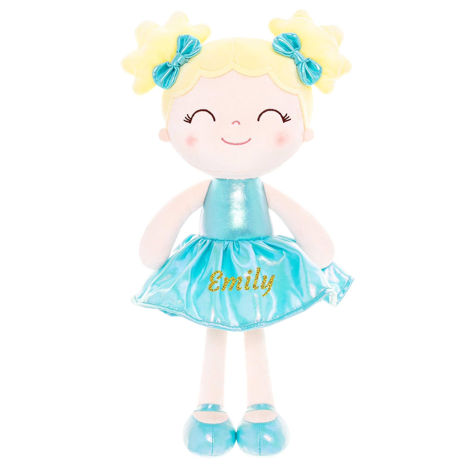 Gloveleya 12 - inch Personalized Plush Dolls Curly Haired Iridescent Girls - Aqua - Gloveleya Official