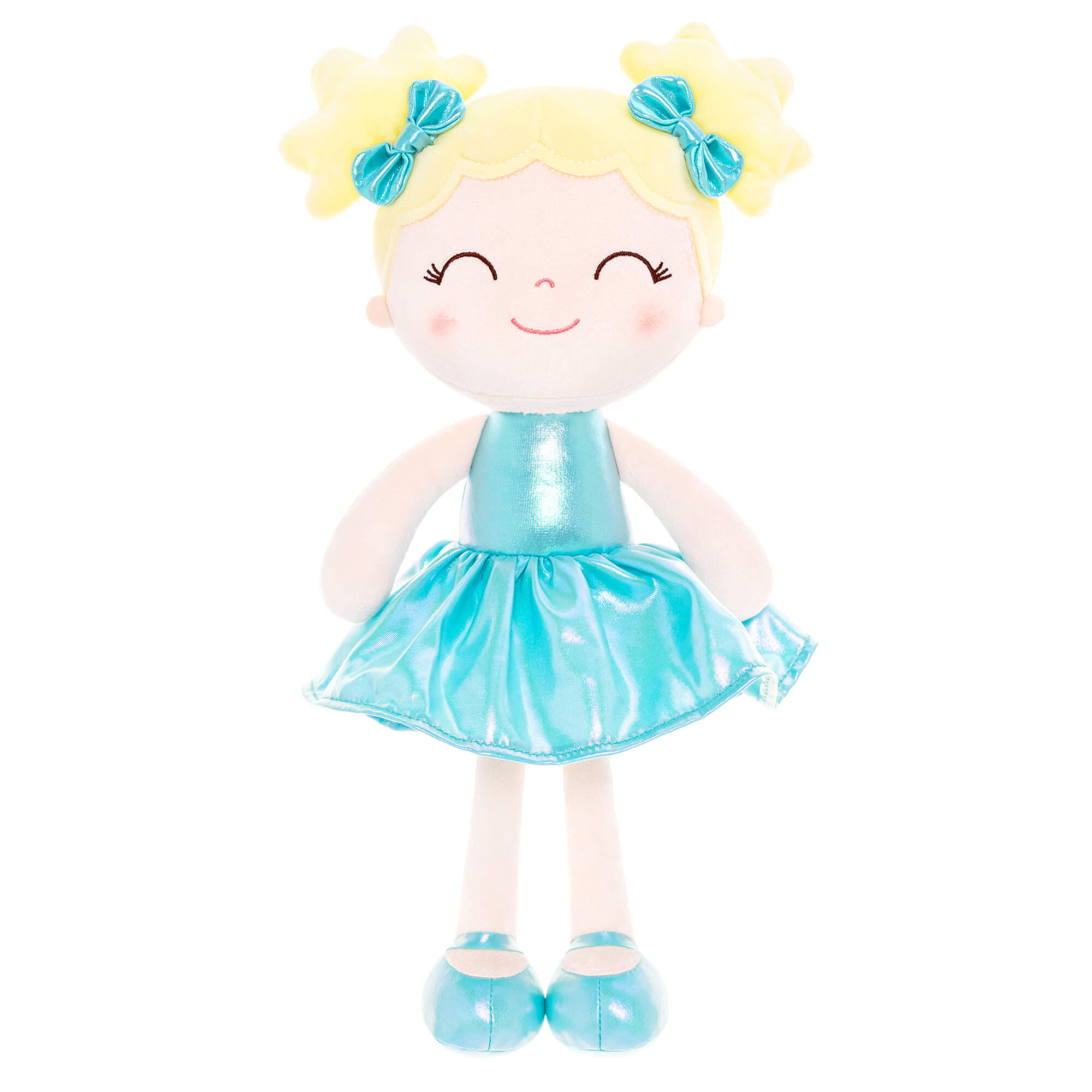 Gloveleya 12 - inch Personalized Plush Dolls Curly Haired Iridescent Girls - Aqua - Gloveleya Official