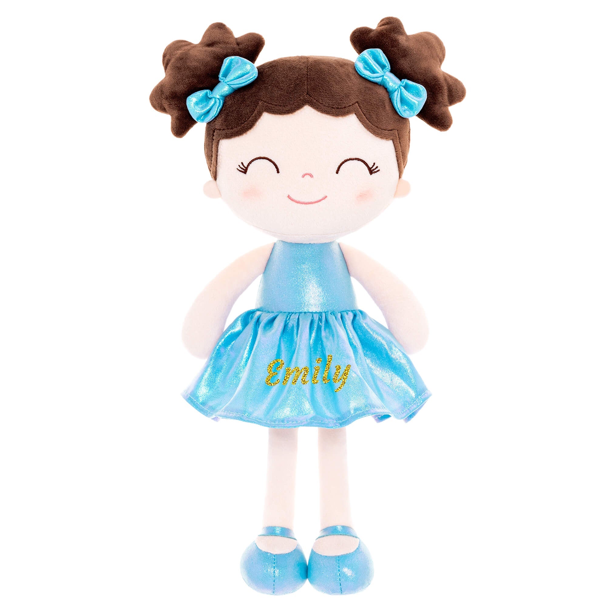 Gloveleya 12 - inch Personalized Plush Dolls Curly Haired Iridescent Girls - Blue - Gloveleya Official