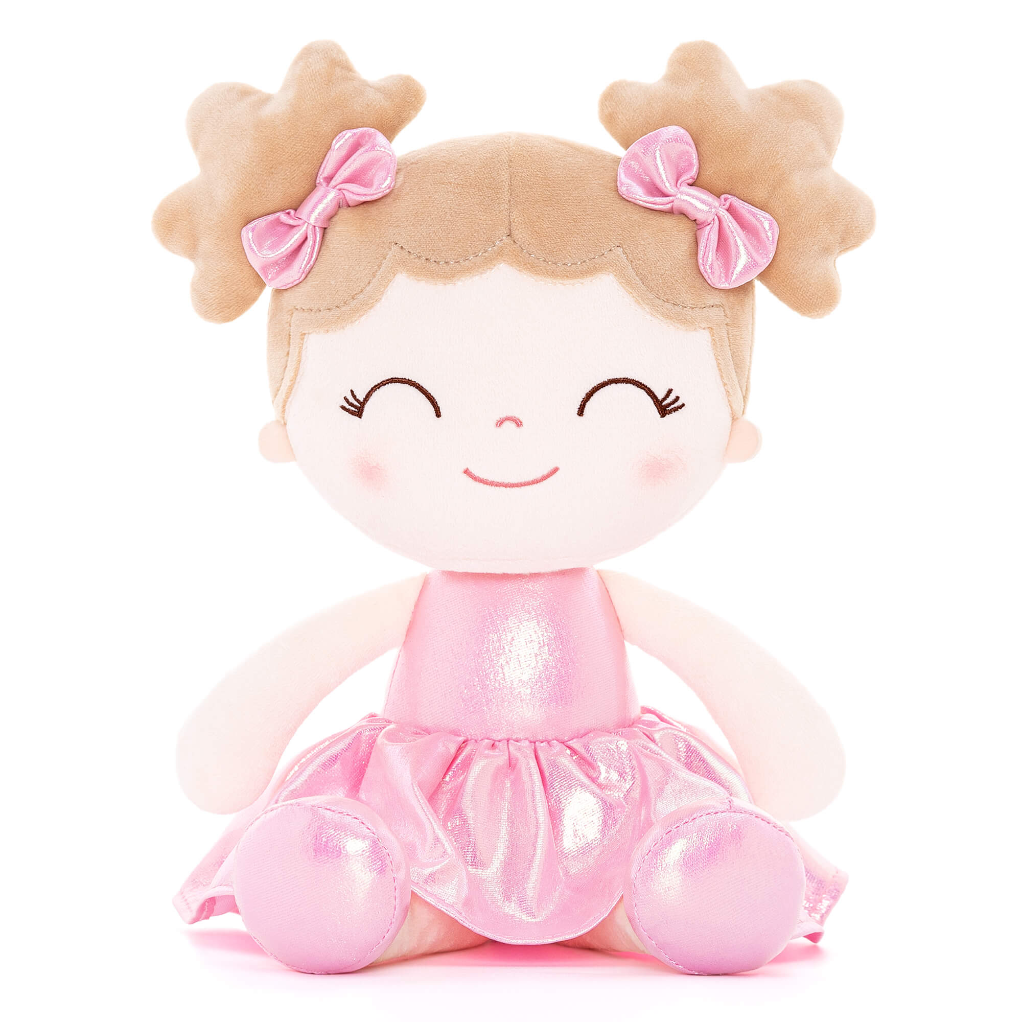 Gloveleya 12 - inch Personalized Plush Dolls Curly Haired Iridescent Girls - Pink - Gloveleya Official