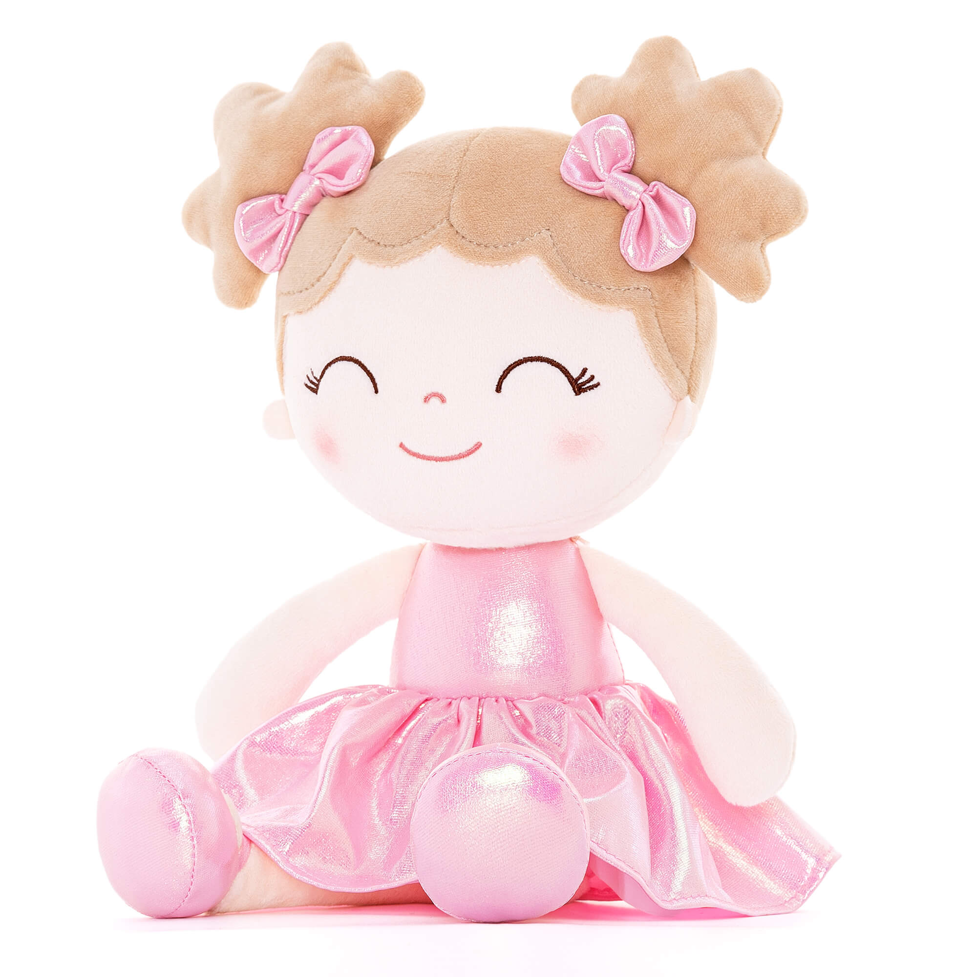 Gloveleya 12 - inch Personalized Plush Dolls Curly Haired Iridescent Girls - Pink - Gloveleya Official